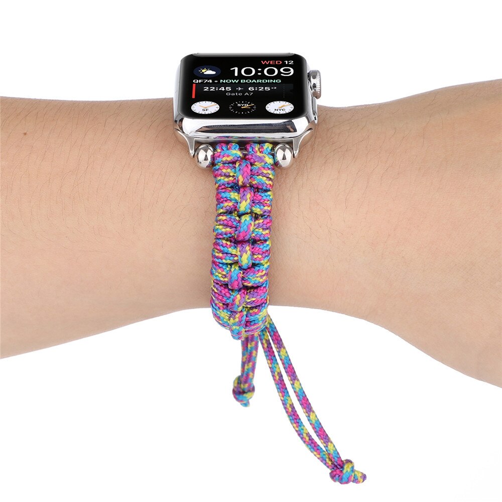Nylon Geweven Horlogeband Voor Apple Horloge Iwatch 12 3 4 5 Band 44Mm 42Mm 40Mm 38mm Parachute Touw Buiten Armband Riem