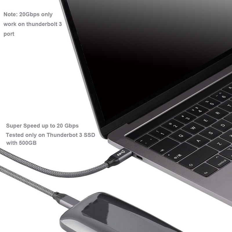 USB C Cable (2-Pack) - 100W 5A USB 3.1 Gen 2 Type-C PD Fast Charging Braided for VR, Cameras, Mobile Storage