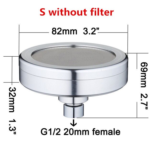 Aluminium space højtryks brusehoved med filter til hårdt vand filter brusehoved fjerner klor og fluor: S uden filter