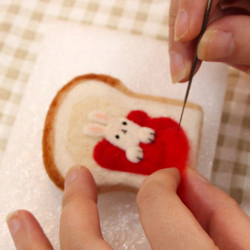 Pan de la torta de lana manualidad de fieltro DIY inacabado pinchado Kit para manualidades Material Paquete de bolsa