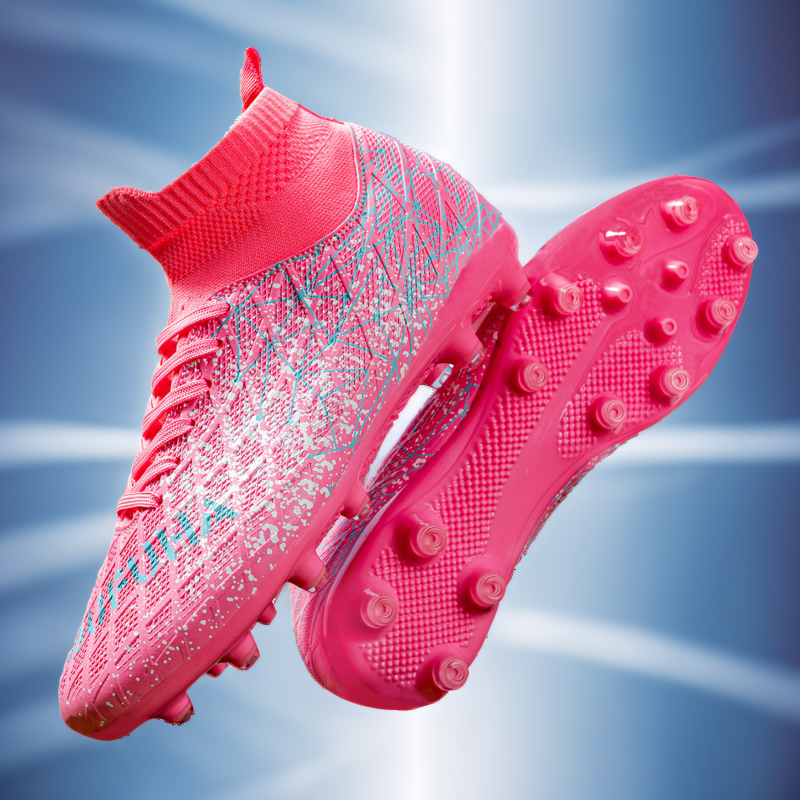 AG/FG-Fußballschuhe für Herren, hohe Fußballschuhe, bequem, atmungsaktiv, Gras, rutschfest, Schulungen-Sneaker, draussen-Schuhe: Rosa / 41
