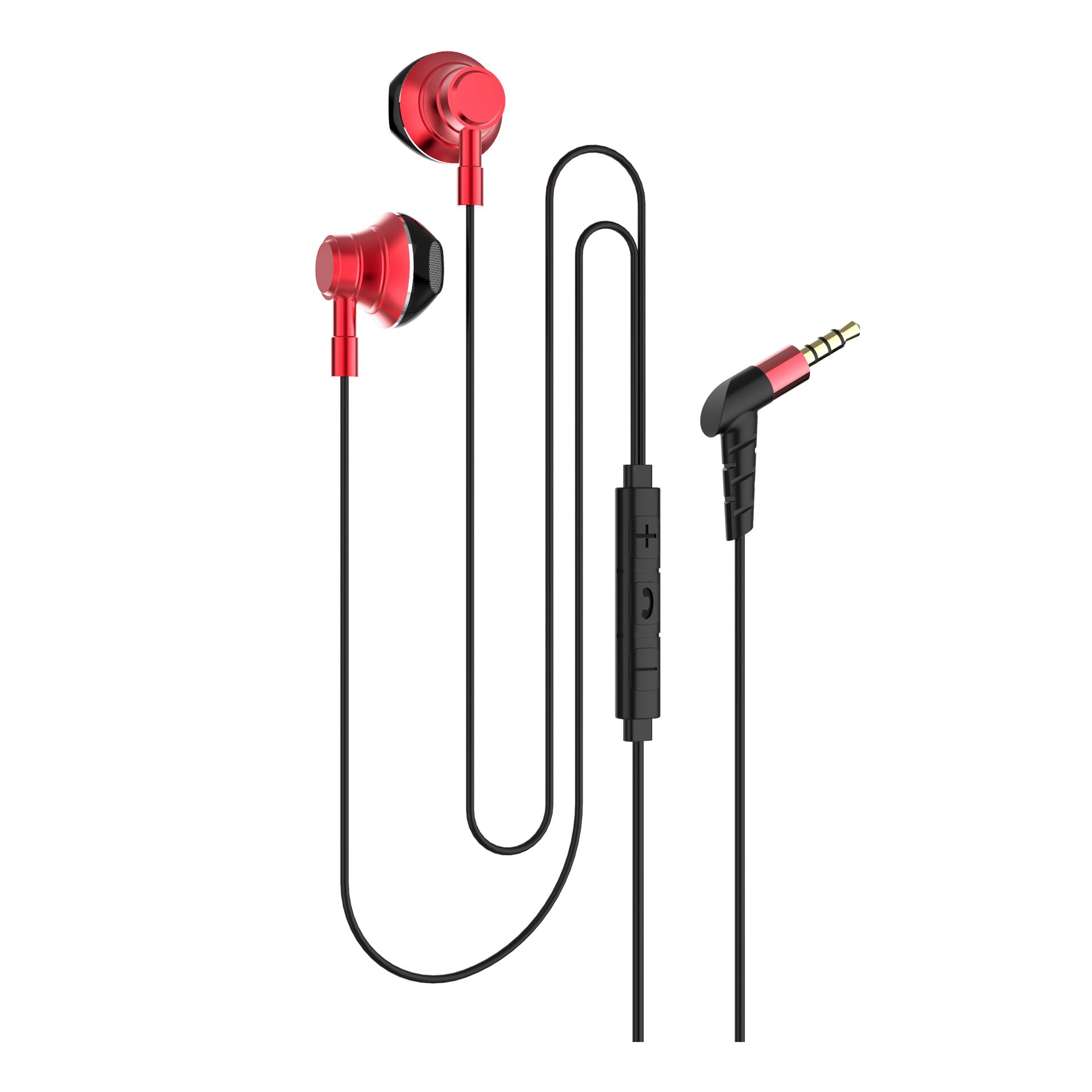 Słuchawki Douszne In-Ear z Basem - Przewodowe - Metalowe - Do Apple Android Tablet PC: Czerwony