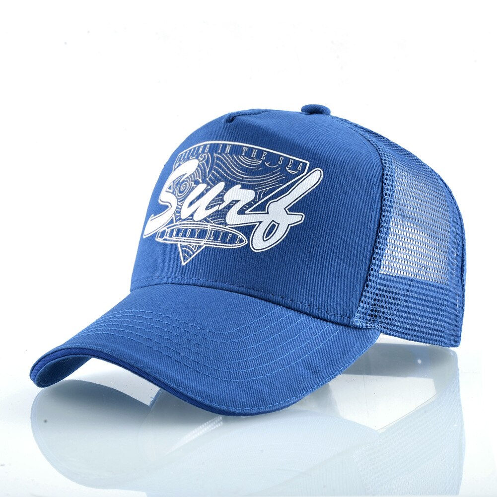 Trucker Hat Style Lettered Baseball Cap Men Outdoor Breathable Sports Cap Female Summer Sun Protection Sunbonnet Casquette: Blue