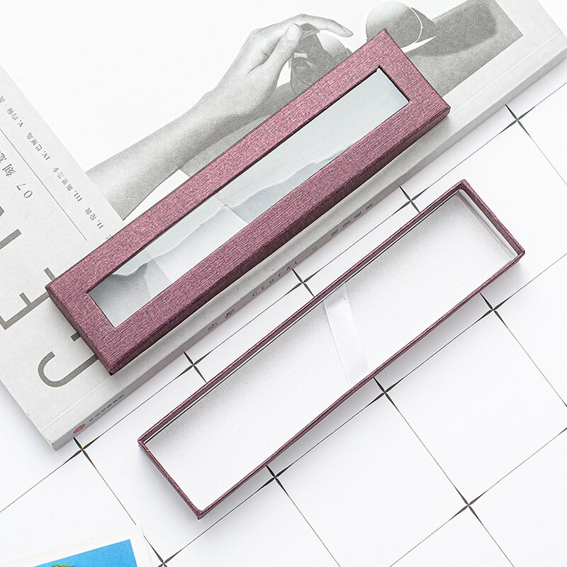 Pen Box Single Pen Box Transparent Paper Packaging Box Packaging Box School Office Student Supplies - bihe: Light purple