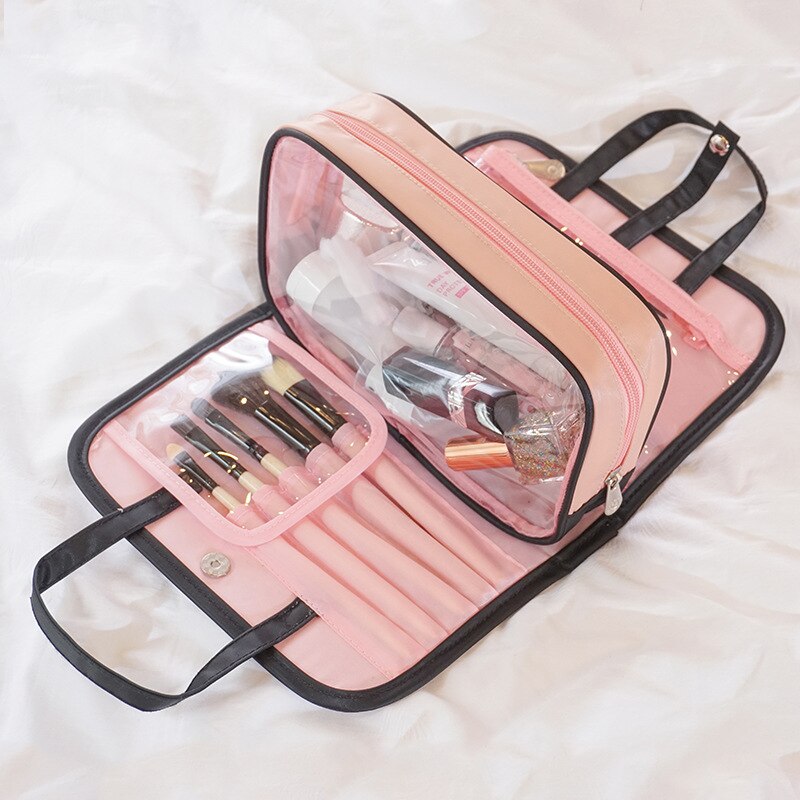 Leuke 2 In1 Cosmetische Tas Waterdichte Pvc Make Borstel Tas Vrouwen Reizen Beauty Pouch Make Up Organizer Make Gevallen Schoonheid tassen
