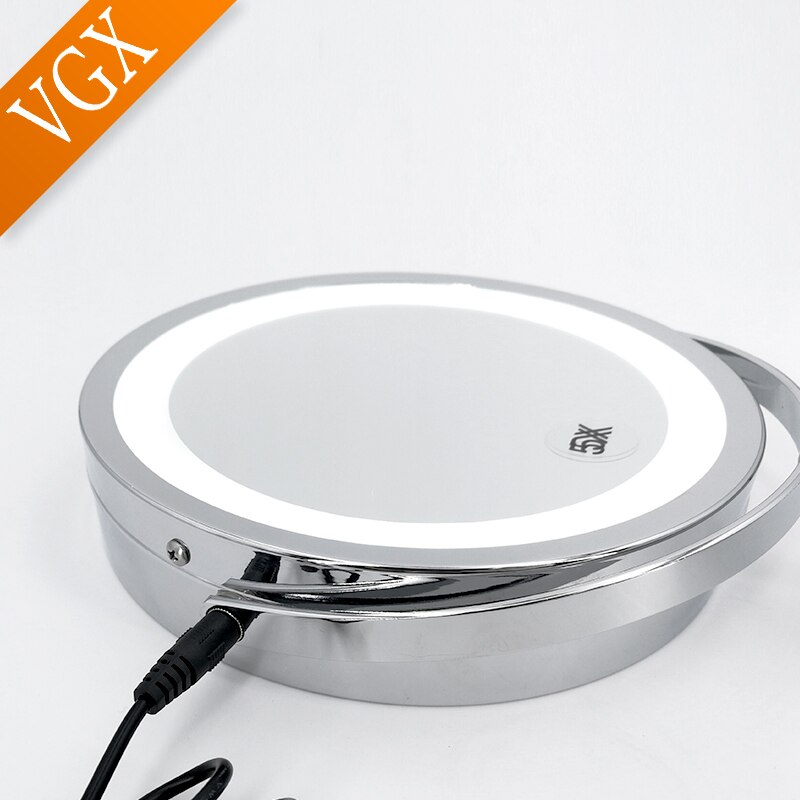 Vgx Badkamer Led Make-Up Spiegel Slaapkamer 8 Inch Desktop Ijdelheid Cosmetische Spiegels Vergrootglas 5x Dubbele Kant Ronde Chrome J212