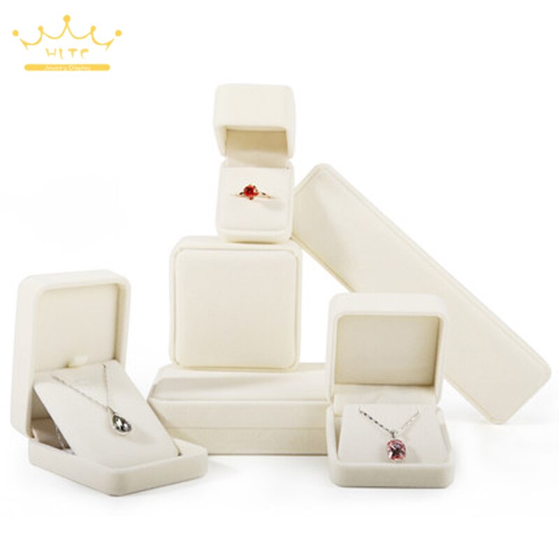 Beige Flannel Jewelry Box Jewelry Box Ring Necklace Earrings Pendant Storage Box