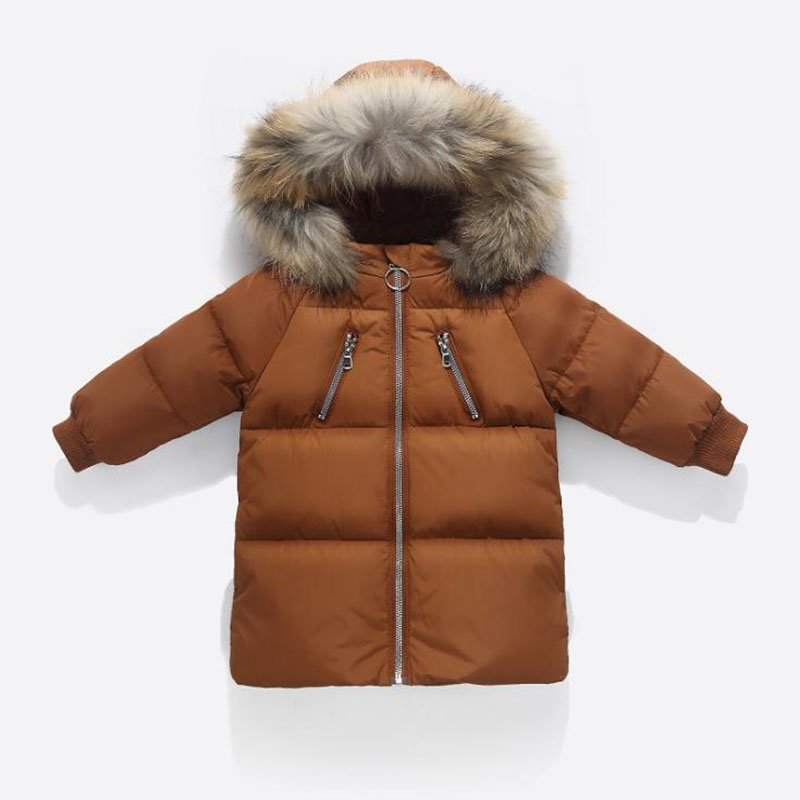 Hooded Infant Winter Jacket Down Russian Winter Clothes Fur Girl Winter Snowsuit for Baby: Color 2 / 110cm