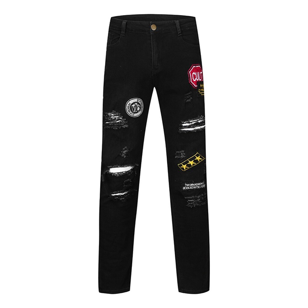 M&Catree Heren Slim Fit Stretch Jeans Skinny Ripped Distressed