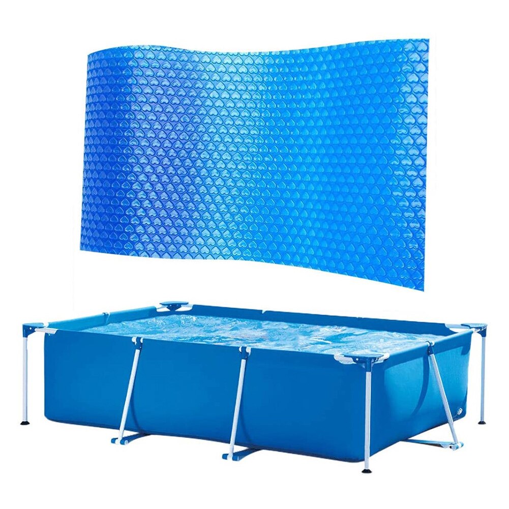Sol presenning rektangulärt poolskydd skydd värmeisoleringsfilm för inomhus utomhus ram pool 300 x 200/260 x 150cm