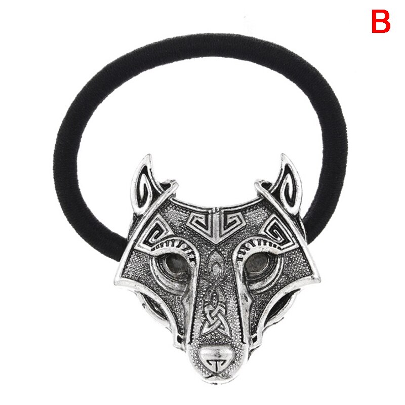 Mode Hoofd Sieraden Noord Vikings Wolf Haarbanden Wolf Hoofd Elastische Haar Elastiekjes Haar Touw Vrouwen: B