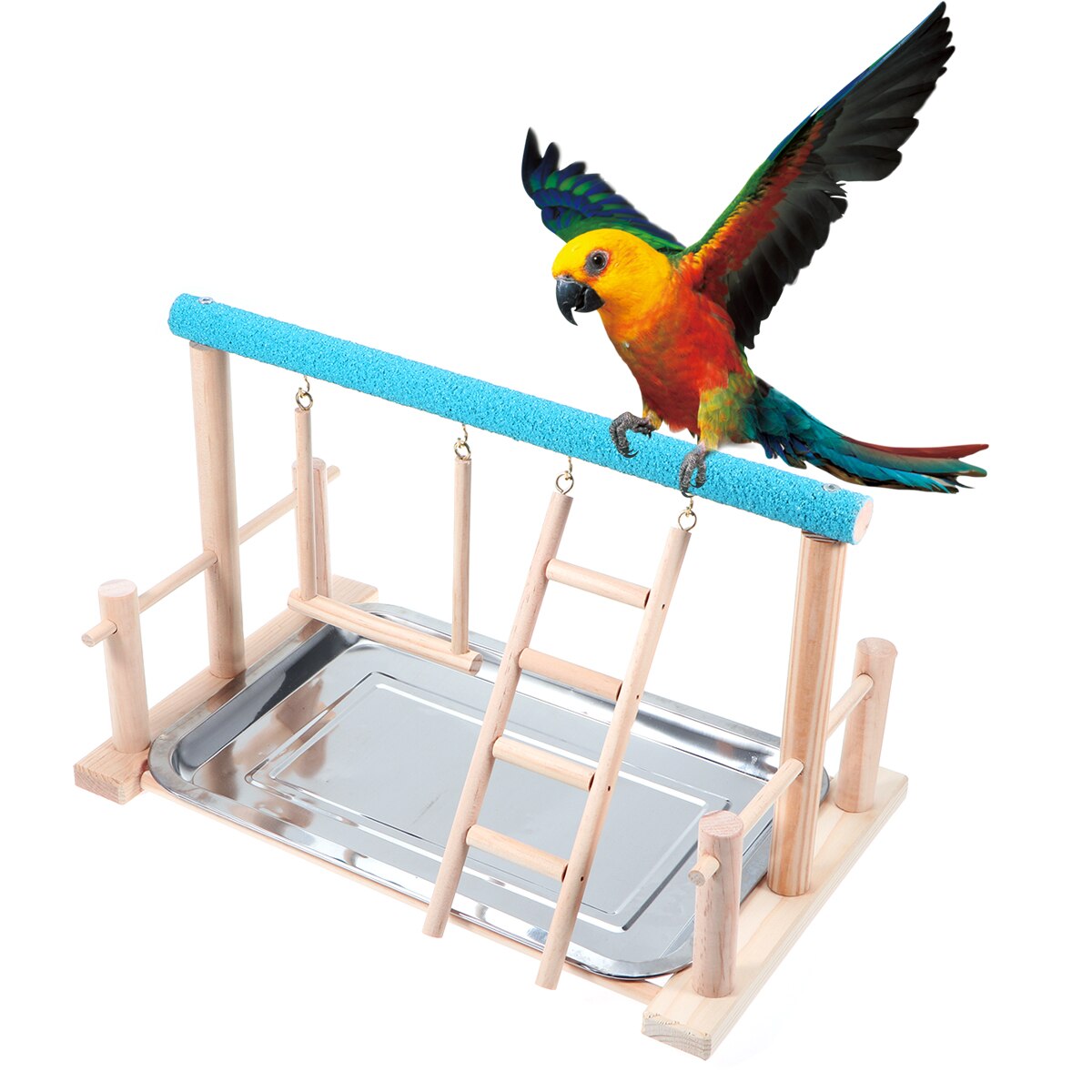 Solid Wood Parrot Playground Stand Pet Bird Stand Bird Roosting Frame Grind Arenaceous Stick