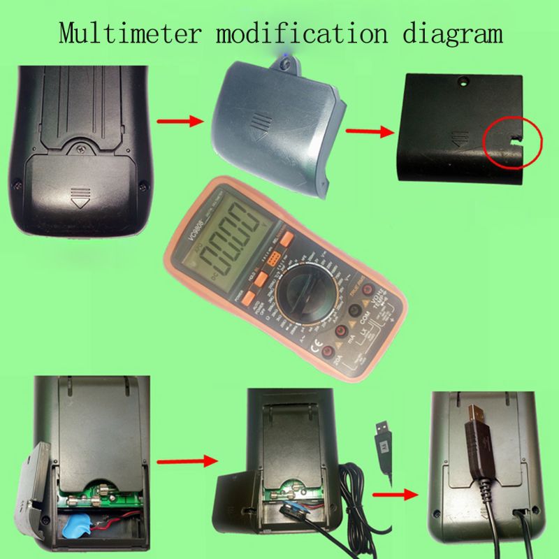 Universal 9v batteri eliminator usb strømforsyningskabel til multimeter mikrofon guitar 2m udskift dine 9- volt batterier
