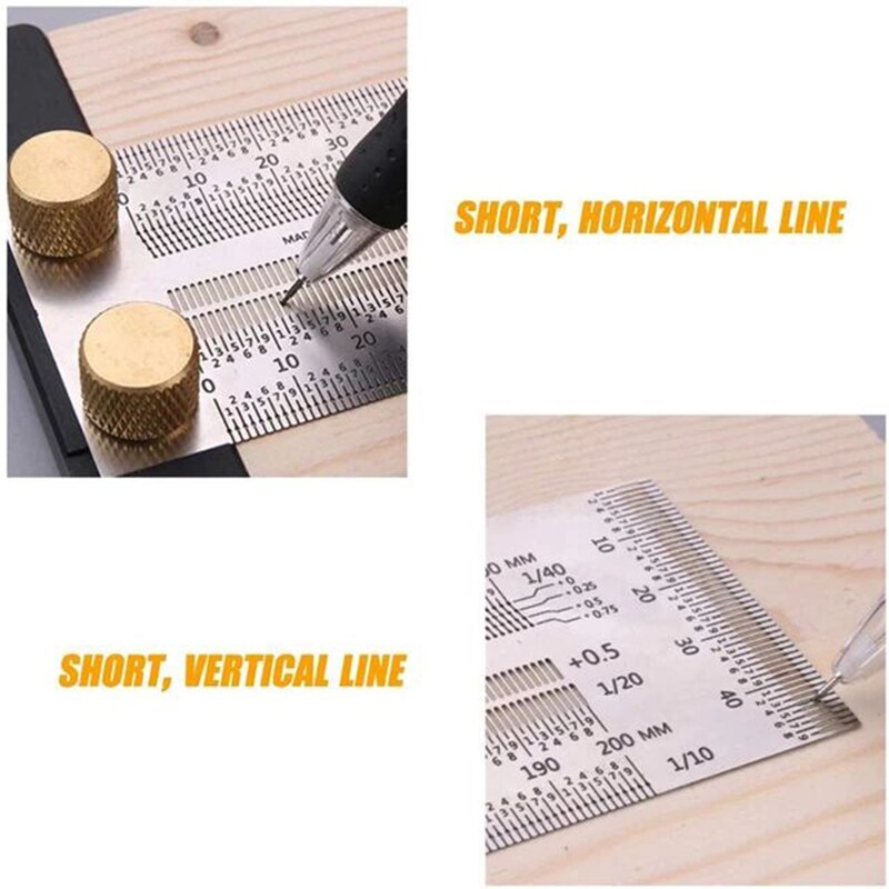 Scale Ruler T-Type Hole Ruler Stainless Woodworking Scribing Mark Line Gauge Drawing Carpenter Measuring Tool