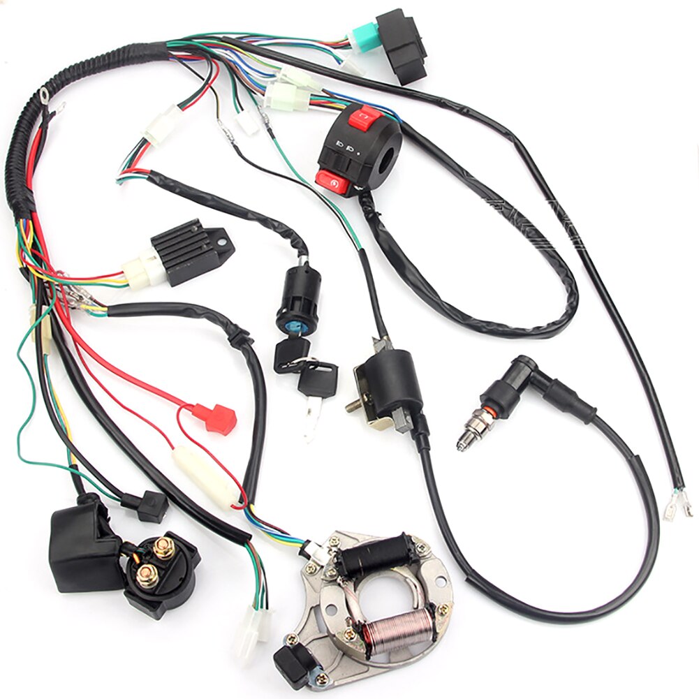 Arnés de cableado eléctrico para motocicleta, conjunto completo de 6 bobinas de estator CDI para ATV Quad Pit Bike Buggy Go Kart 50 70 90 110 125cc, 1 Juego
