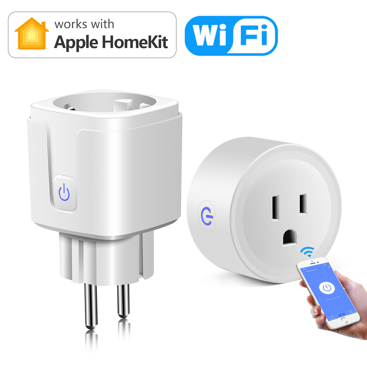 Prise intelligente WIFI pour maison intelligente Apple Homekit, prise ue US, interrupteur, fonctionne avec Siri Alexa Google Home