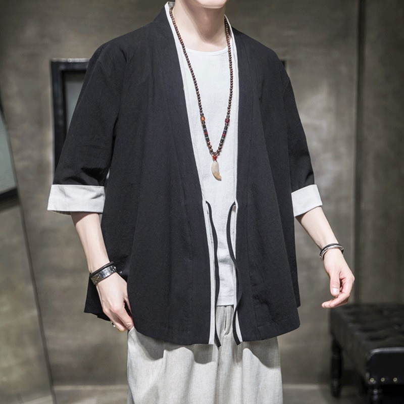 Traditional chinese clothing for men Oriental male bomber jacket kung fu wushu clothing Chinese linen shirts men KK001