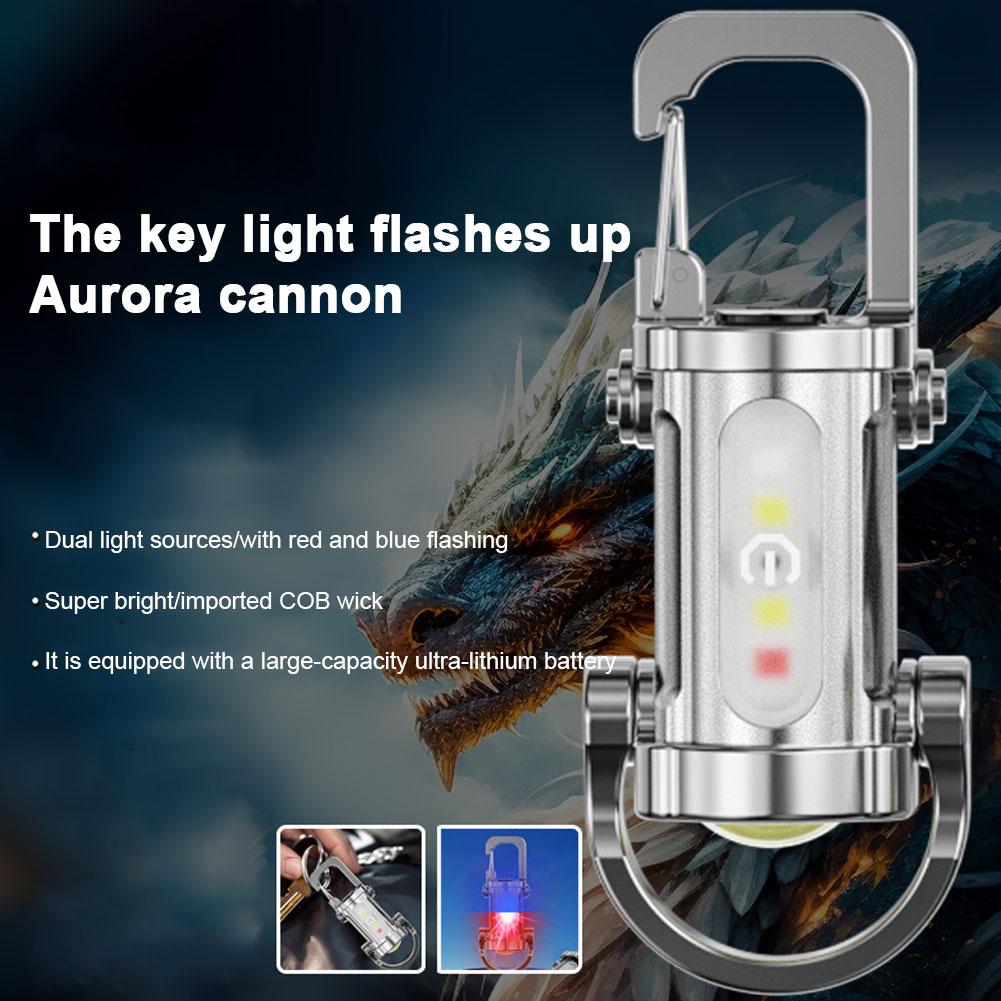 Rechargeable Keychain Flashlights 800 Lumens EDC COB Work Light 7 Modes Emergency Keychain Light for Walking Searching Hiking