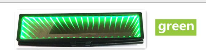 Car GALAXY REAR VIEW MIRROR LED CLIP-ON INFINITY 3D bottomless extends the abyss Rearview time tunnel Endless Infinite space: Green