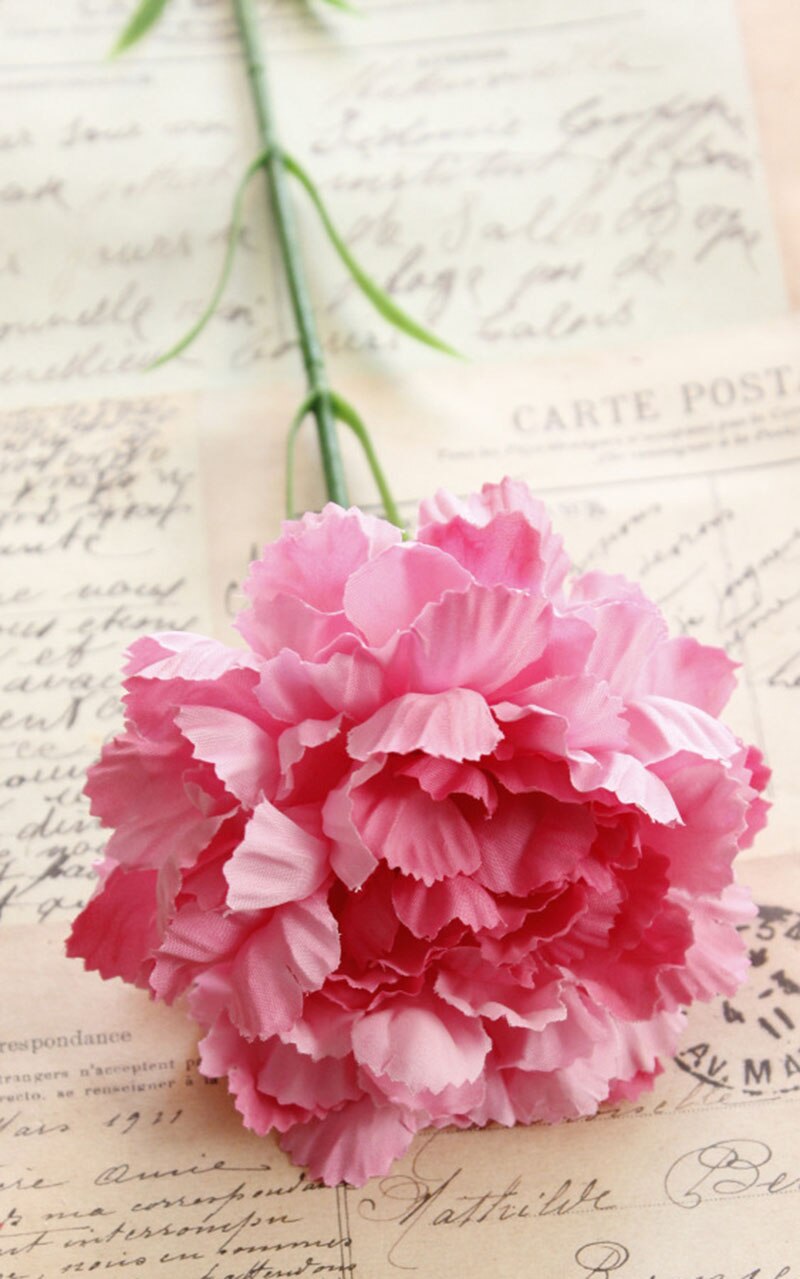 5pcs of silk Carnation 50cm Artificial flowers bouquet for mother&#39;s valentine birthday party garden room decor: Pink