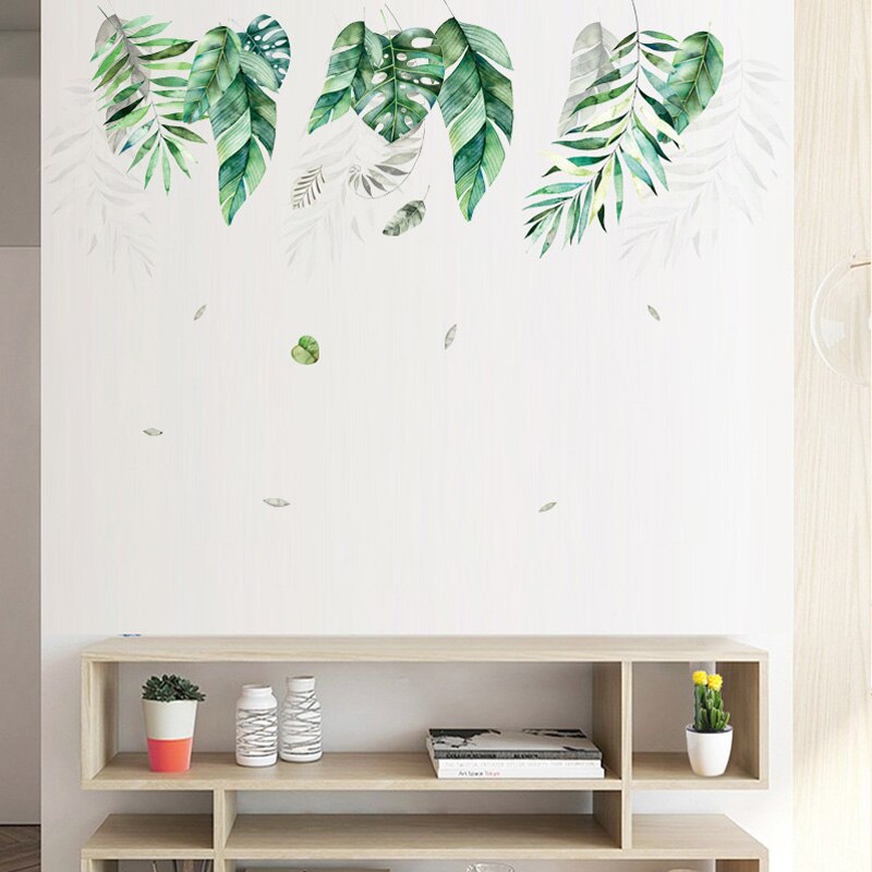 Tropisk vegetation store blade wallsticker tapet stue sofa baggrund vægmaleri boligindretning kunst aftagelige klistermærker