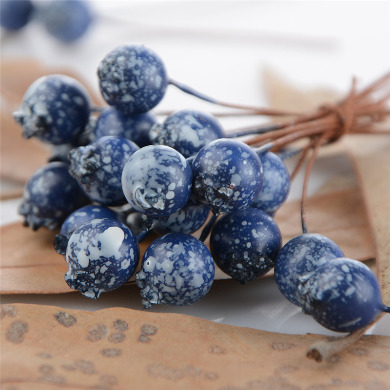 Kunstig blåbær granatæble frugt støvdrager scrapbooking blomst bryllup jul fest hjem dekoration 50 stk håndværk forsyninger