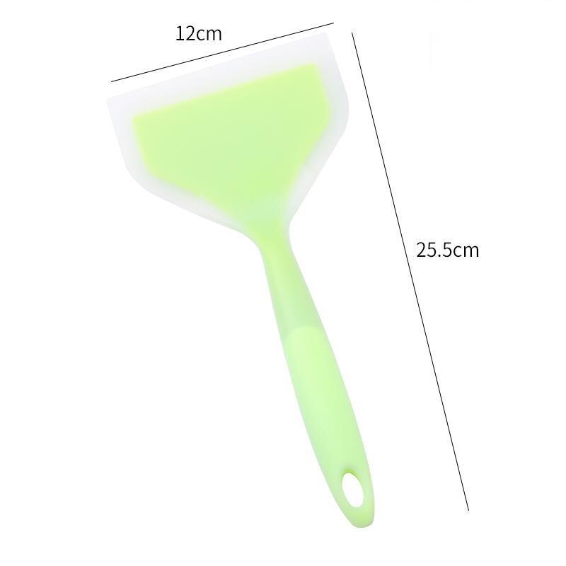 Silicone Kitchen Ware Cooking Utensils Spatula Beef Meat Egg Kitchen Scraper Wide Pizza Cooking Tools Shovel Non-stick: 1Pc Green