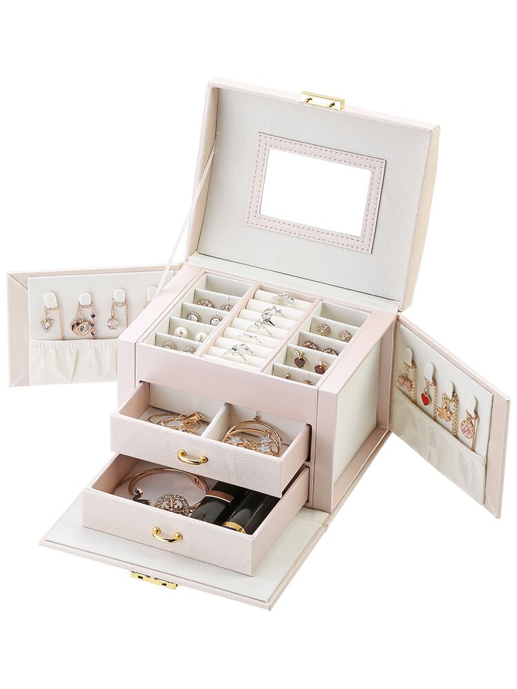 Smykkeemballage kasse kasse til smykker udsøgt makeup sag smykker arrangør container kasser graduering fødselsdag: Hvid 1
