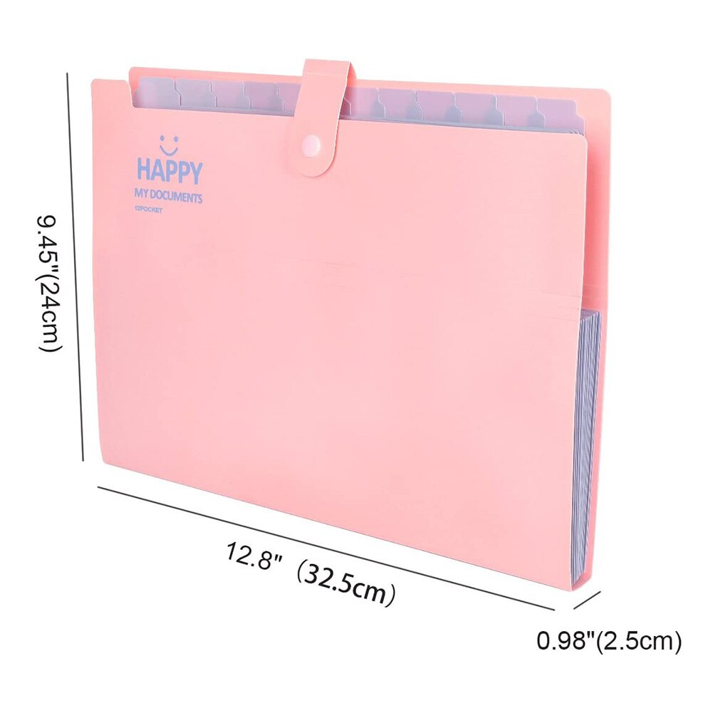 12 Pockets Plastic Expanding File Folders Accordion Document Organizer For Files Documents Cards Certificates Storage Case