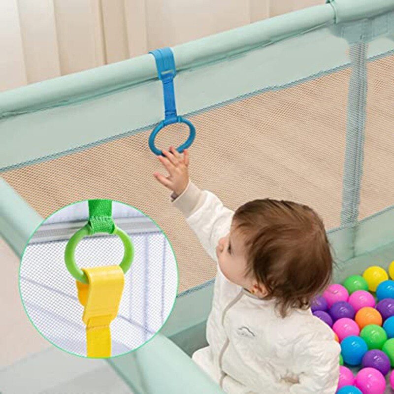 4 stk/parti ring til kravlegård baby krybbe kroge generel brug kroge baby legetøj senge ringe kroge universal ring hjælpe baby stativ