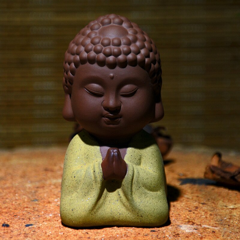 Ler te ornamenter dobbeltsidet buddha figur idol hjem dekorationer kung fu te kæledyr te dekoration mini te sæt: Default Title
