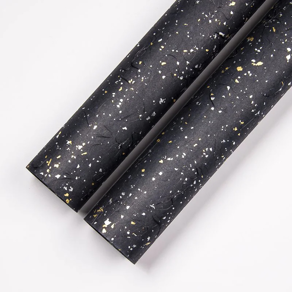 Juego de papel de floral coreano para bricolaje, 5 hojas, 6 colores, brillantes dorados/plateados, resistente al agua para ramos y