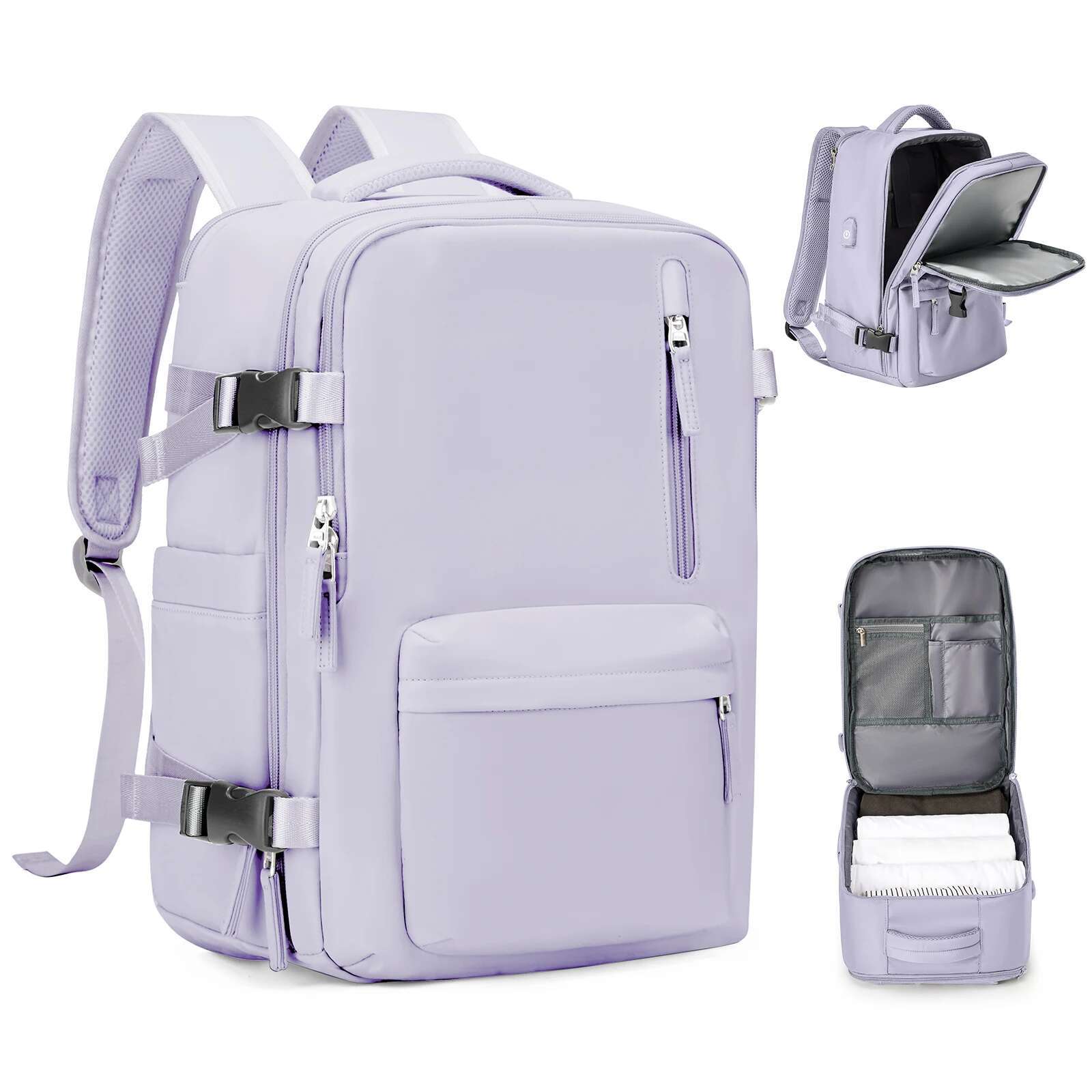Damkabinresebärbar dator med stor kapacitet easyjet handbagage 45 x 36 x 20 ryggsäck ryanair 40 x 20 x 25 vattentät väska bagage: 16 tum / Lila