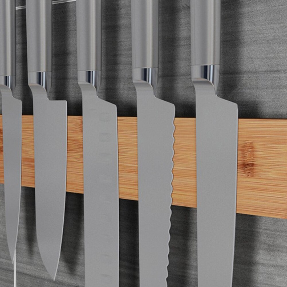 Natural Bamboo Wood Kitchen Tool Holder Wall Absorbs Water Mounted Suction Free Punch Storage Rack For Kitchen Utensils