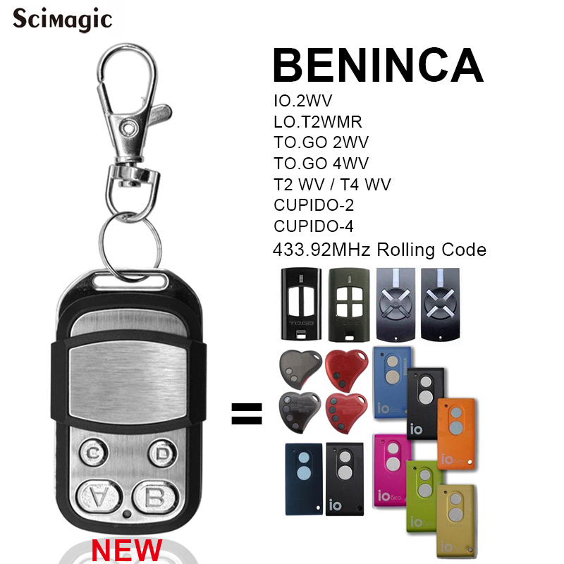 for BENINCA 433.92MHz Rolling Code Garage Remote Control BENINCA TO GO WV 2VA TOGO 4VA Gate Transmitter Command Replacement