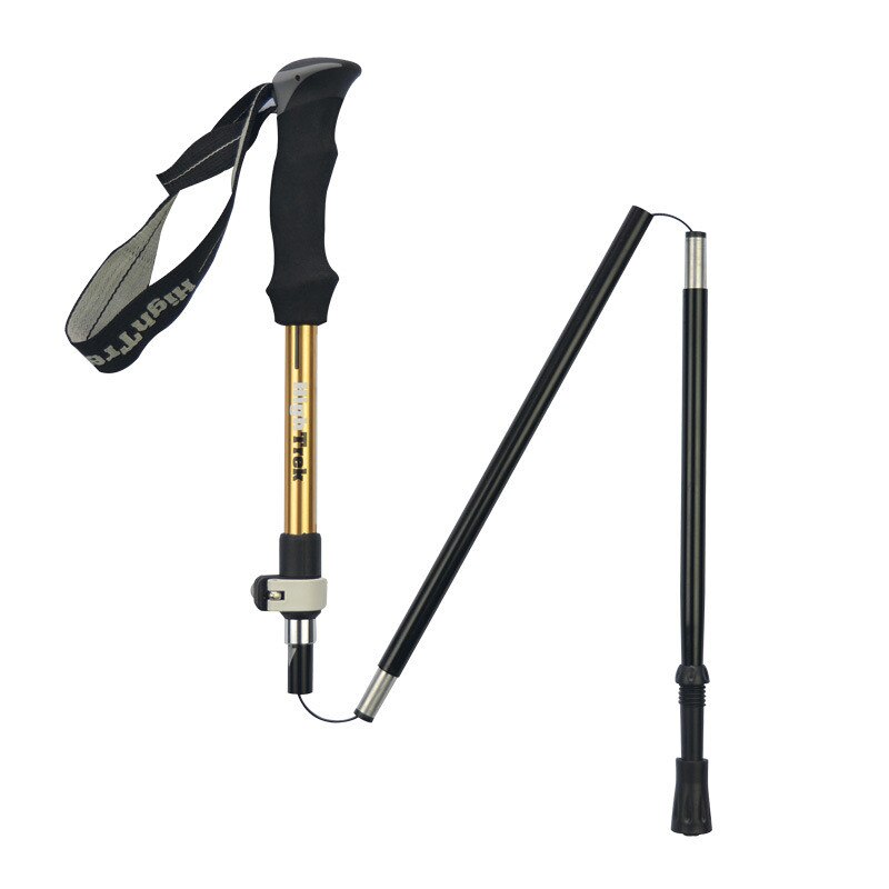 Adjustable Hiking Walking Trekking Trail Stick Adjustable Canes 3-Sections Folding Trekking Pole: Gold