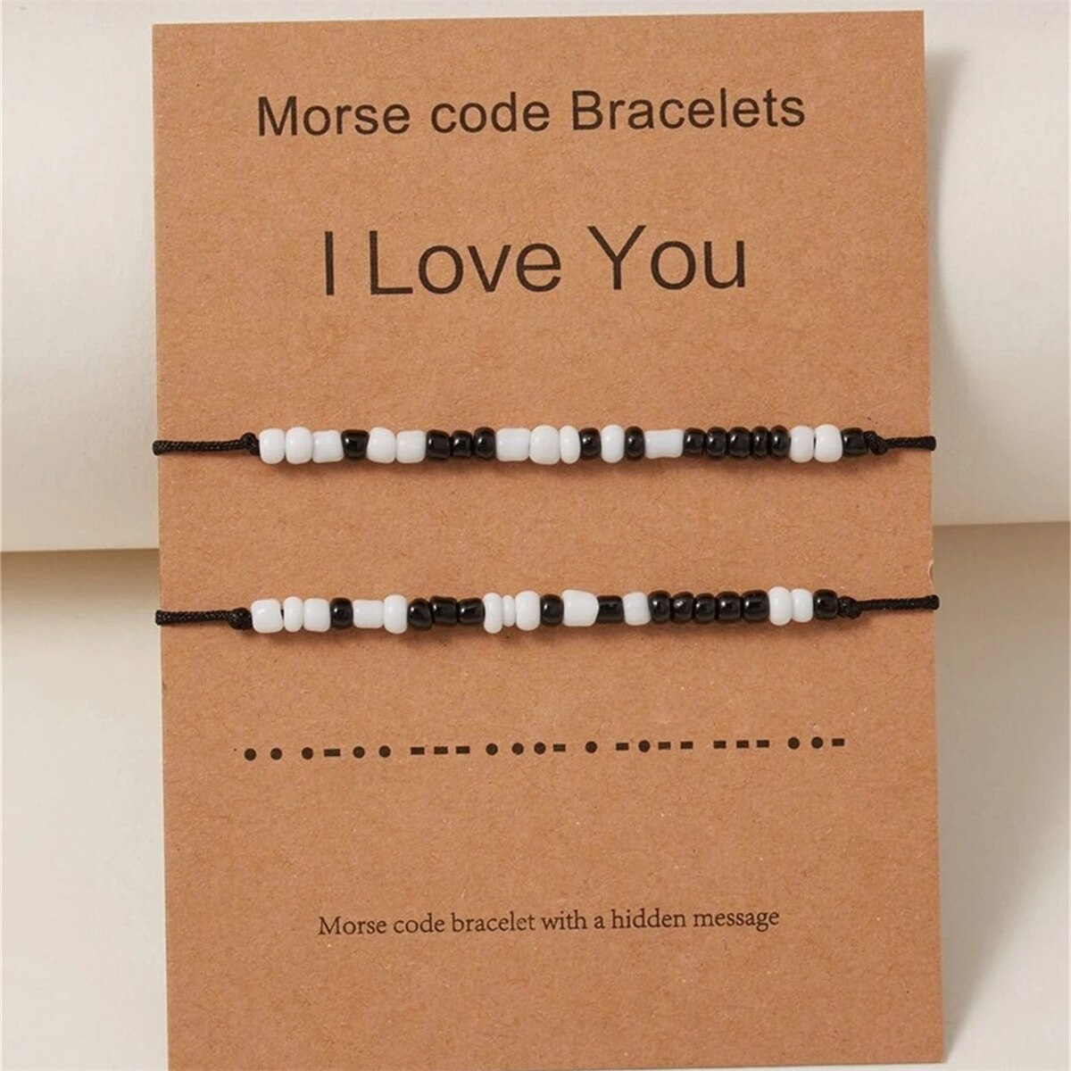 Trendy jeg elsker dig morsekode sorte og hvide risperler 2 flettede justerbare pararmbånd pulseras mujer brazaletes