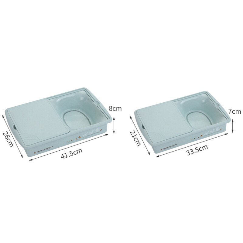 Keuken snijplank met opberglade, kunststof snijplank, snijblokken voor fruit, groente, keukengereedschap, beige-s