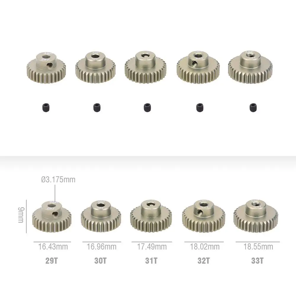SURPASS HOBBY 5PCS 32DP 48DP 64DP M0.6 M0.8 Motor Gear Metal Pinion 12T-50T for 1/10 1/12 RC Car 3.175mm Shaft Motor 540 3650: Blue