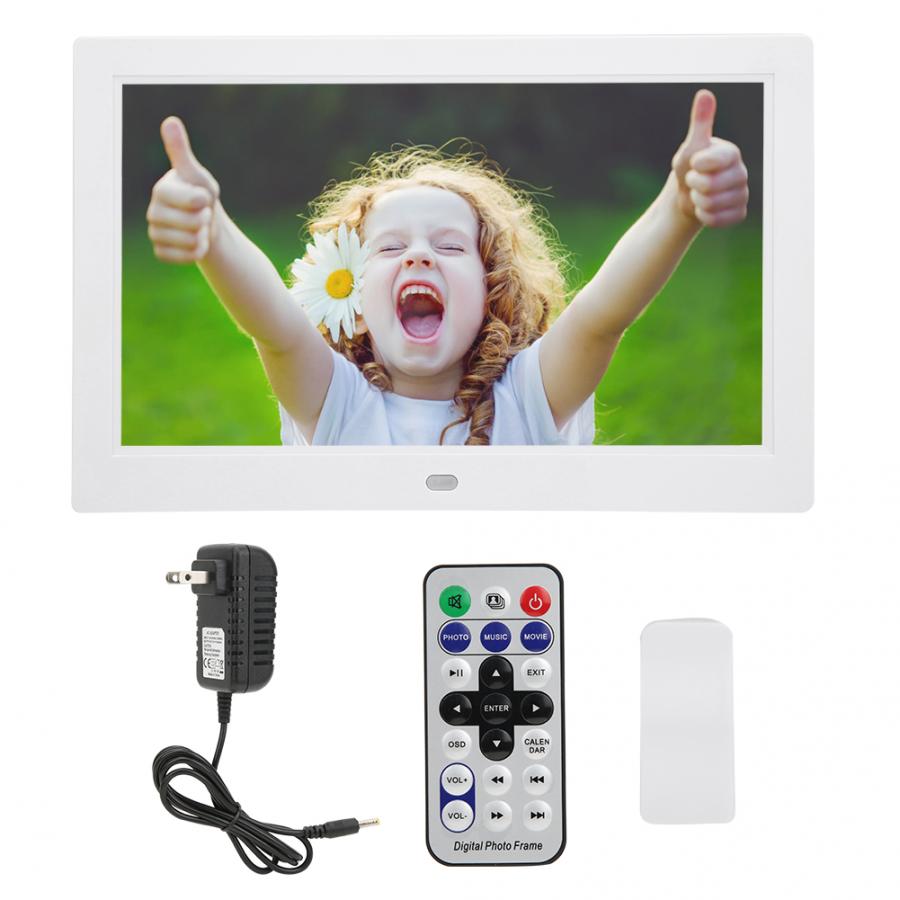 Black/White Digital Photo Frame 10 inch 1024*600 HD Digital Photo Frame Screen Multiple Languages Screens Ratio 16:9: White / UK Plug