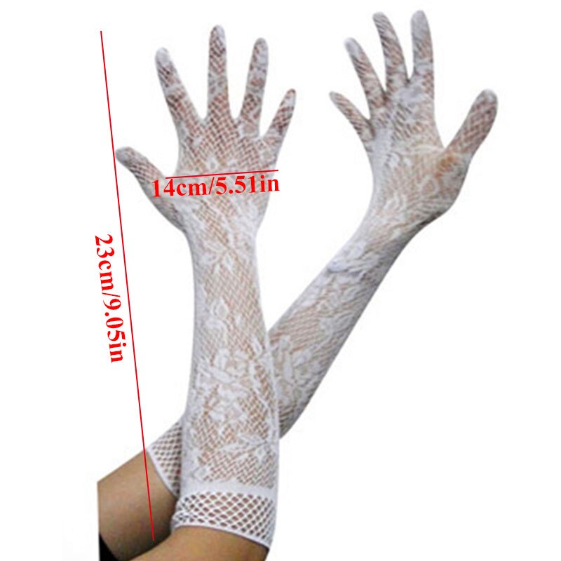 Filet de pêche en dentelle transparente pour femmes, gants noirs élastiques en maille à manches longues pour mariée, gants Sexy pour femmes