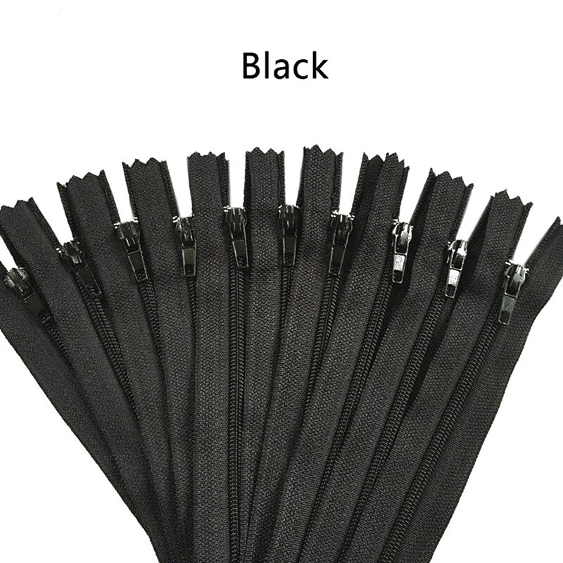 10 kpl 8 tuuman suljetut nylon vetoketjut räätälöity peitto craftter vetoketjut itse ompelemiseen kiinnitin vaatteiden ompelutarvikkeet: Musta