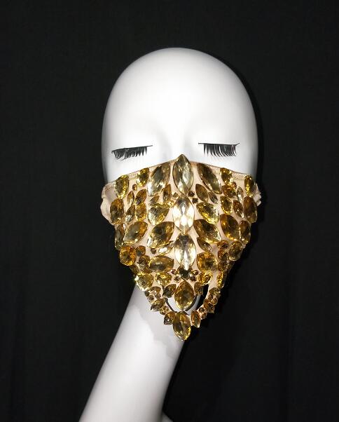 Goud zilver rode stenen maskers performance show dragen kostuum strass steentjes maskers: Goud