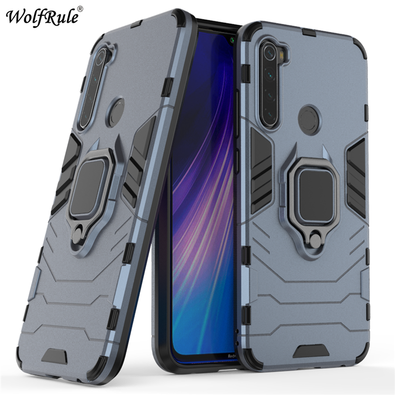 Coque rigide avec anneau support magnétique pour Xiaomi, compatible modèles Redmi Note 8,: For Redmi Note 8 / NavyBlue