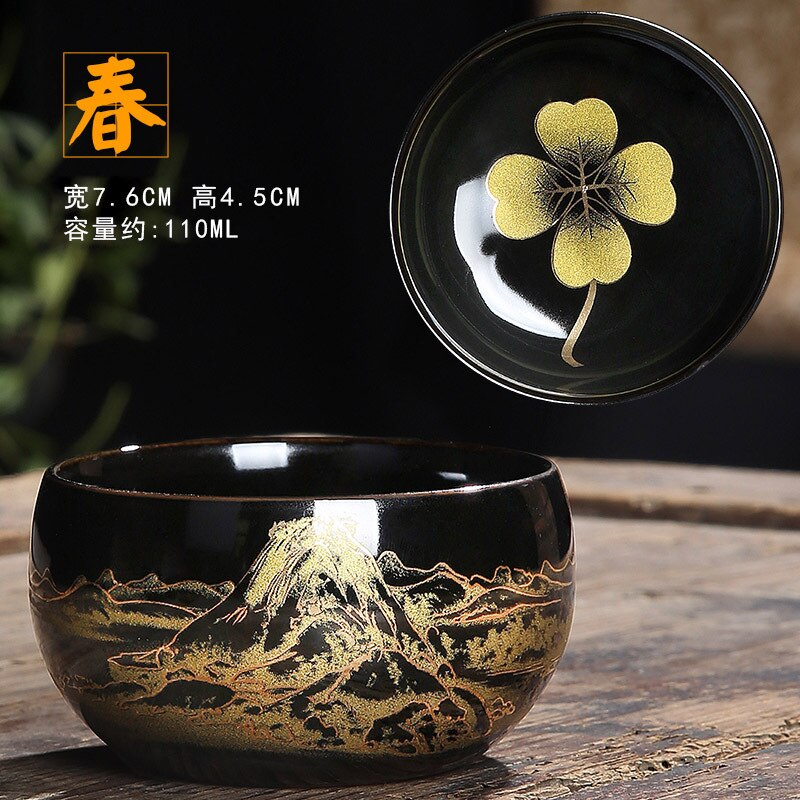 Tasse à thé Kung Fu en céramique, four à fleurs Bizarre, tasses de glaçage Temmoku individuelles, service à thé principal: violet