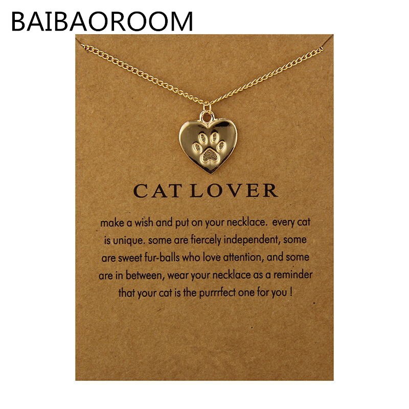 Promemoria gioielli moda amante dei gatti amicizia collana con ciondolo a cuore per donna