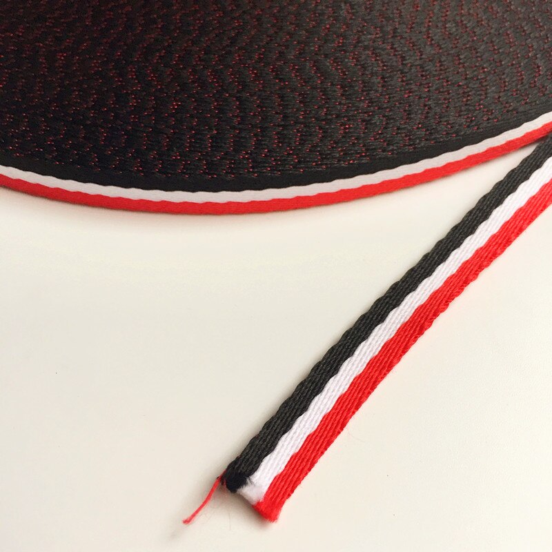 1 cm de alta qualidade fio macio tingido faixa webbing. Acessório da fita de costura diy, colhedor das decorações da roupa, corda da embalagem do presente: red white black