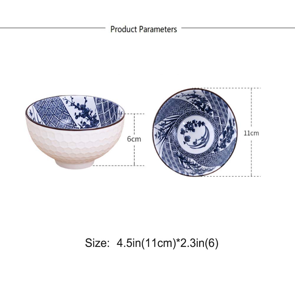 4pcs Ceramic chinese Style Plate Dish Shell Trumpet Shell Bowl Blue White Porcelain Dinnerware bowls ceramic bowl set