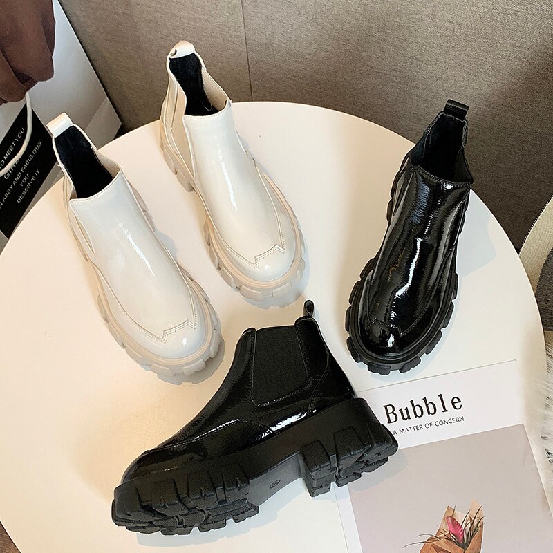 Dames leren laarzen damesschoenen chelsea ronde neus laarzen dames lage hakken laarzen laarzen-dames winter