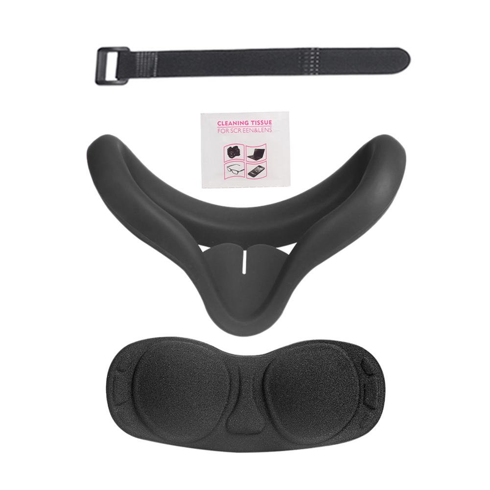 Capa de silicone durável confortável blindfold fita anti-fora alça de mão conjunto para oculus quest 2 óculos vr accesorios: Black